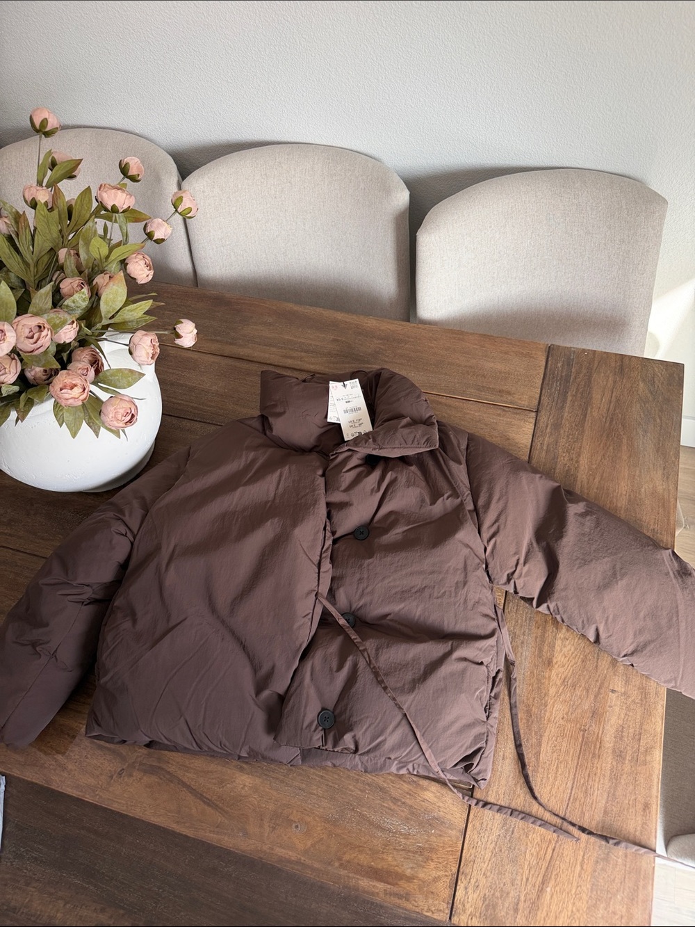 Zara women’s Brown Puffer Jacket - Lightweight Warmth
